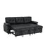 LLappuil 88" Sectional Sofa, Mid-Century L Shaped Sectional Couch with Pull Out Sofa Bed, Convertible Sofa Bed with Storage Chaise for Living Room, Foil Fabric Black