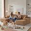 LLappuil 130" Sectional Sofa, U Shaped Modular Sectioanl Couch with Chaise, Boneless Corduroy Sofa Couch for Living Room, No Assembly Compression Sofa Brown