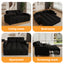 LLappuil 65" Pull Out Sofa Bed, Corduroy Sofa Couch Covertible Sofa Bed, Loveseat Sofa for Living Room Black