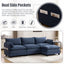 LLappuil Sectional Sofa, 4 Seat Corduroy Cloud Sofa Couch with Reversible Ottoman for Living Room Blue