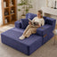 LLappuil Chaise Lounge Chair Indoor, Corduroy Boneless Sofa Bed with Cup Holder, Deep Seat Sleeper Couch Reading Chairs, Cloud Sofas Couches for Living Room, No Assembly Required Blue