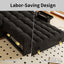 LLappuil Pull Out Sofa Bed Full Size, 65" Loveseat Sofa Convertible Sofa Bed, Velvet Sofa Couch with Small Toptable, Charging Port, Hidden Storage Armrest for Living Room Black