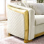 LLappuil Sectional Sofa, 106" Chesterfield Sofa with Curved Arm Button Tufted, Velvet Cloud Sofa Couch for Living Room Beige
