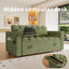 LLappuil Pull Out Sofa Bed Full Size, 65" Loveseat Sofa Convertible Sofa Bed, Chenille Sofa Couch with Small Toptable, Charging Port, Hidden Storage Armrest for Living Room Green
