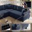LLappuil Sectional Sofa, Pull Out Sofa Bed King Size, 5 Seat Chenille Sofa Couch Convertible Sleeper Sofa Bed for Living Room Blue