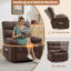 LLappuil Recliner Chair, 360° Swivel Recliner Chair, Nursery Glider Rocker Recliner Chair, Single Reading Chair with Side Pockets for Living Room, Bedroom Brown