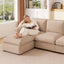 LLappuil Sectional Sofa, Cloud Sectional Couch with Movable Ottoman, 4 Seat Chenille Sofa Couch for Living Room Brown