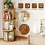 LLappuil 3 Tier Rotating Bookshelf, 360° Display Swivel Bookcase, Corner Bookshelf for for Bedroom, Living Room Gold