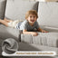 LLappuil Sectional Sofa, 115" Sectional Couch with Pull Out Sofa Bed King Size, 6 Seat Teddy Sofa Convertible Sofa Bed for Living Room Light Gray
