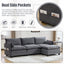 LLappuil Sectional Sofa, 4 Seat Corduroy Cloud Sofa Couch with Reversible Ottoman for Living Room Gray