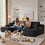 LLappuil 130" Sectional Sofa, U Shaped Modular Sectioanl Couch with Chaise, Boneless Corduroy Sofa Couch for Living Room, No Assembly Compression Sofa Black