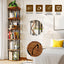 LLappuil 5 Tier Rotating Bookshelf, 360° Display Swivel Bookcase, Corner Bookshelf for for Bedroom, Living Room Brown
