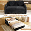 LLappuil Full Size Pull Out Sofa Bed, Compact Loveseat Sofa Covertible Sofa Bed with USB Port, Side Pocket , Chenille Sofa Couch for Living Room Black