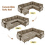 LLappuil 110" Sectional Sofa, Sectional Couch with Pull Out Sofa Bed Queen Size, 6 Seat Chenille Sofa with Hidden Storage Armrest, Cup Holders, Charging Ports for Living Room Brown