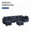 LLappuil Oversized Modular Sofa 12 Seater Storage Sectional with Reversible Chaise, Large U Shaped Couches for Living Room Office, Denim Blue