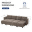 LLappuil Modular Sofa Sleeper Sectional Couch with Storage Waterproof, Anti-Scratch and Antistatic Velvet Oversized 8 Seater Sofa with Reversible Chaise, Grey Brown