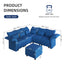 LLappuil Velvet Modular Sectional Sofa L Shaped Corner Couch with Storage Chaise, 102.2" 6-Seater Oversized Sofa with Ottoman, High Back Recliner Sleeper Couches, Anti-Scratch Blue