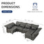 LLappuil Extra Large Modular Sectional 14 Seater U Shaped Sofa with Storage, Faux Leather Waterproof Sectional Couch for Living Room, Grey