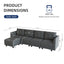 LLappuil Sectional Modular Couch with Reversible Chaise, Modern L Shaped Couch Storage Corner Modular Sofa with Ottoman, Black