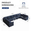 LLappuil Oversized Modular Sofa 12 Seater Storage Sectional with Reversible Chaise, Large U Shaped Couches for Living Room Office, Denim Blue