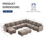 LLappuil Oversized Modular Sectional Sofa with Storage, U Shaped 11 Seater Velvet Sofa with Chaise, Large Waterproof, Anti-Scratch and Antistatic Sectional Sofas for Living Room, Grey Brown