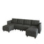 LLappuil Modular Sofa U Shaped Sectional Couch with Reversible Chaise 8 Seater Versatile Storage Sectional Sofa for Living Room, Dark Grey