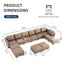 LLappuil Oversized Modular Sectional Sofa with Storage, U Shaped Sectional with Ottomans, 12 Seater Sleeper Couch for Living Room, Faux Leather Fabric Waterproof Sofa, 163 Inch Width, Cognac Brown