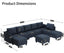 LLappuil Oversized Modular Sofa 12 Seater Storage Sectional with Reversible Chaise, Large U Shaped Couches for Living Room Office, Denim Blue