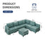 LLappuil Modular Sectional Sofa, Convertible L Shaped Sectional Couch with Storage, Faux Leather Fabric, Modular Sectionals with Chaise, 6 Seats with Ottoman Sofas for Living Room, Aqua Blue