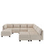 LLappuil Oversized Modular Sectional Sleeper Sofa, Convertible U Shaped Sofa Couches for Living Room, Breathable Soft Fabric, 8 Extra Deep Seats, 2 Storage Ottomans, Washable, Removable, Beige