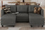 LLappuil Modular Sectional Sofa, Convertible U Shaped Couch with Storage, Modular Sectionals with Ottomans, Faux Leather Fabric Waterproof Couch, 111.8" Width, 81.5" Depth, Dark Grey