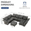 LLappuil Extra Large Modular Sectional 14 Seater U Shaped Sofa with Storage, Faux Leather Waterproof Sectional Couch for Living Room, Grey