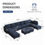 LLappuil Oversized Modular Sofa 12 Seater Storage Sectional with Reversible Chaise, Large U Shaped Couches for Living Room Office, Denim Blue