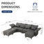 LLappuil Faux Leather Modular Sectional Sofa,127.8" 7-Seater U Shaped Sectional Couch with Storage Chaise,High Back Recliner Modular Sleeper Couches for Living Room,Waterproof Dark Grey