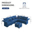 LLappuil Velvet Modular Sectional Sofa L Shaped Corner Couch with Storage Chaise, 127.8" 7-Seater Oversized Sofa with Ottoman, High Back Recliner Sleeper Couches, Anti-Scratch Blue