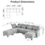 LLappuil 9 Seater Sectional Sofa U Shaped Large Sectional Modular Couch for Living Room with Reversible Chaise, Storage Ottoman, Adjustable Armrest Backrest, 154.3" Wide, Comfort Gray Chenille