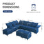 LLappuil Velvet Modular Sectional Sofa L Shaped Corner Couch with Storage Chaise, 127.8" 9-Seater Oversized Sofa with Ottoman, High Back Recliner Sleeper Couches, Anti-Scratch Blue