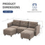 LLappuil Sectional Sofa with Reversible Chaises U Shaped Sectional Couch with Ottoman for Living Room, Waterproof, Anti-Scratch and Antistatic Sectionals, Brown