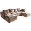 LLappuil 122" Sectional Sofa, U Shaped Sectional Couch with Double Ottoman, Linen Boneless Cloud Couch for Living Room