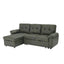 LLappuil 88" Sectional Sofa, Mid-Century L Shaped Sectional Couch with Pull Out Sofa Bed, Convertible Sofa Bed with Storage Chaise for Living Room, Foil Fabric Black