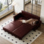 LLappuil King Size Pull Out Sofa Bed, Oversized Loveseat Sofa Convertible Sleeper Sofa Bed, Faux Leather Sofa Couch for Living Room Apartment Red