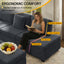LLappuil Sectional Sofa, 110" Sectioanl Couch with Movable Ottoman Convertible Sofa Bed, 7 Seat Corduroy Sofa Couch with Hidden Armrest Storage & USB Charging Ports for Living Room Dark Gray