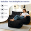LLappuil Loveseat Sofa, 2 Seater Lazy Sofa Couch with Ottoman, Corduroy Bean Bag Chair for Living Room, Bedroom, Home Office Black