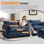 LLappuil Sectional Sofa, 4 Seat Corduroy Cloud Sofa Couch with Reversible Ottoman for Living Room Blue