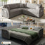 LLappuil Sectional Sofa, 85" Sectional Couch with Pull Out Sofa Bed King Size, 5 Seat Teddy Sofa Convertible Sofa Bed for Living Room Light Gray