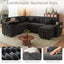 LLappuil 100" Sectional Sofa, Sectioanl Couch with Pull Out Sofa Bed, Corduroy Sofa Couch with Storage Chaise, Hidden Storage Armrest, Small Toptable, USB & Type-c Charging Port for Living Room Gray