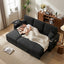 LLappuil 84" Sectional Sofa, Sectional Couch with Pull Out Sofa Bed Convertible Sofa Bed, Corduroy Sofa Couch with Storage Chaise, Small Desktop, Cup Holders, Charging Port for Living Room Black