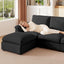 LLappuil Sectional Sofa, Cloud Sectional Couch with Movable Ottoman, 4 Seat Chenille Sofa Couch for Living Room Black