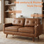 LLappuil 65" Loveseat Sofa, Love Seat Small Sofa Couch for Living Room, Bedroom, Compact Space, Foil Fabric Brown