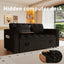 LLappuil Pull Out Sofa Bed Full Size, 65" Loveseat Sofa Convertible Sofa Bed, Chenille Sofa Couch with Small Toptable, Charging Port, Hidden Storage Armrest for Living Room Black